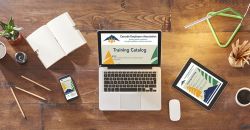 Training catalog pulled up on a laptop